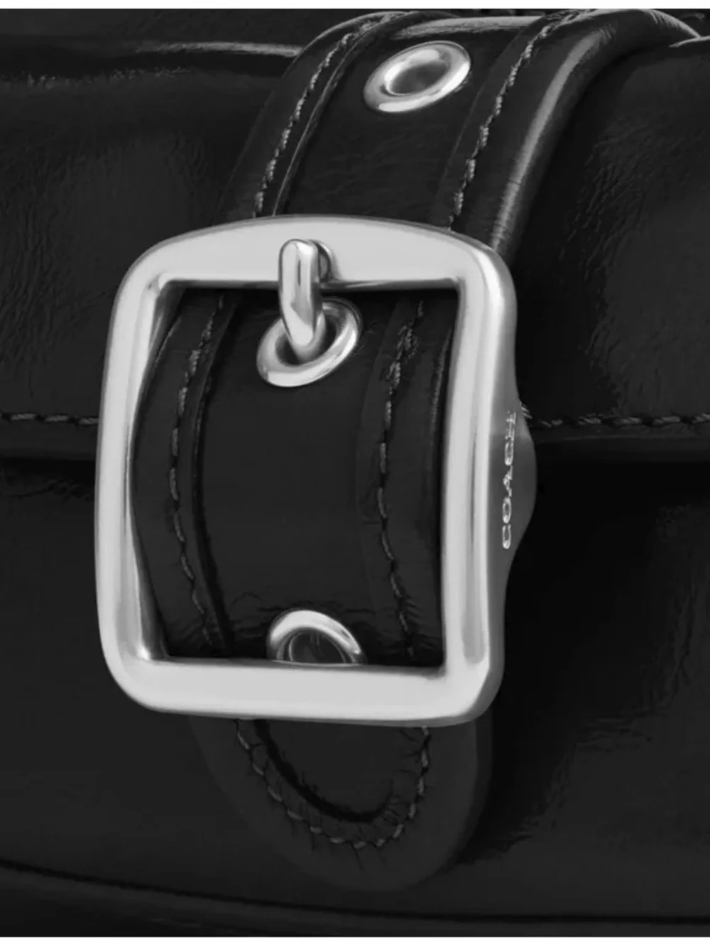 COACH Mini Ashton Leather Shoulder Bag in Black Glazed Leather, New with Tags
